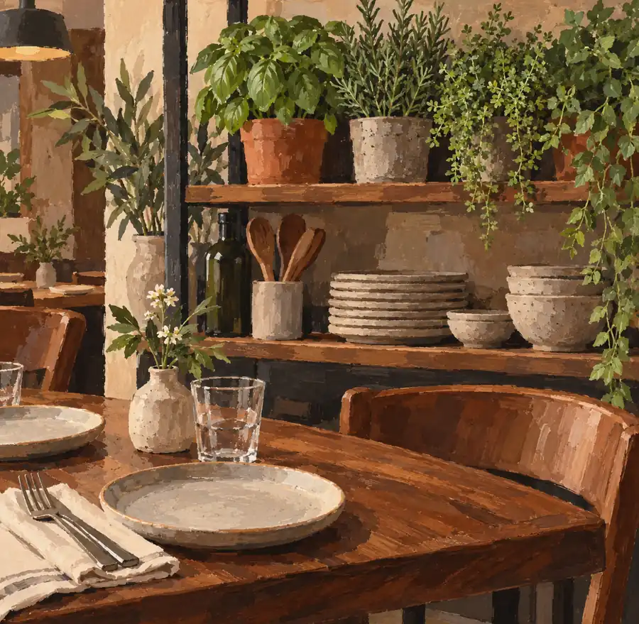 Illustration of restaurants equipment and workspace